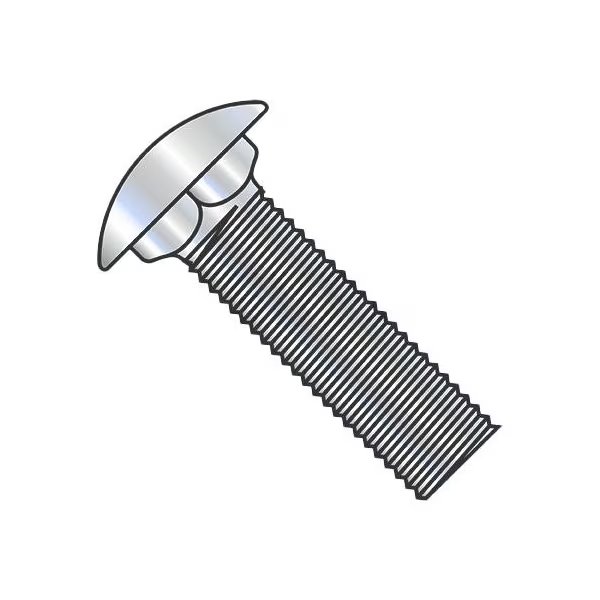 Carriage Bolt, Short Square Neck Round Head, Zinc Plated Low Carbon Steel, 1/4-20 x 2 in., Usa Industrials, Mfr#: BULK-BOLT-507